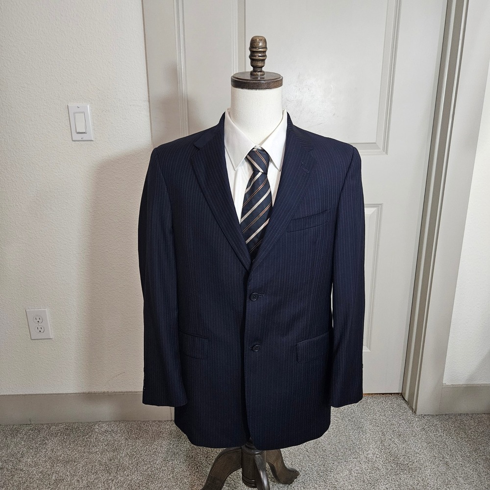 Daniel Cremieux Loro Piana Wool Pinstripe Blazer Navy Blue 39R 2-Button Jacket